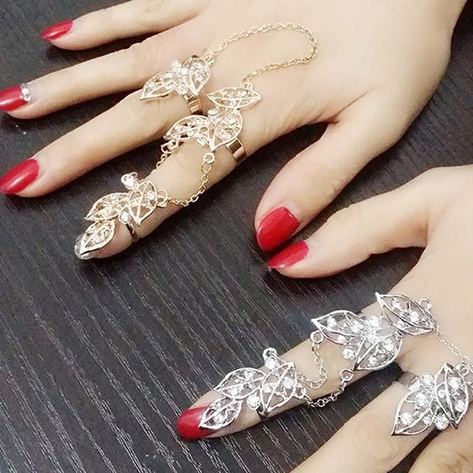 Leaves pattern bohemia style party   suit rings