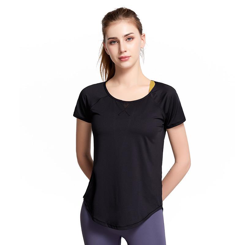 Solid Color Yoga Clothes Women's Short-sleeved T-shirts Loose Beautiful Back Fitness Clothes Breathable Quick-drying Clothes Slim Sports Tops