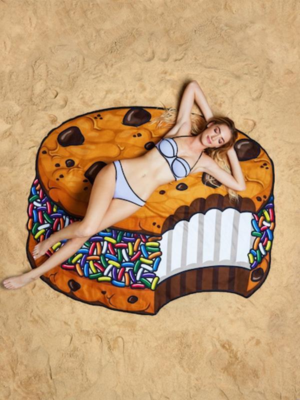 Printed New Beach Towel Shawl Chocolate Sandwich Biscuit Mat