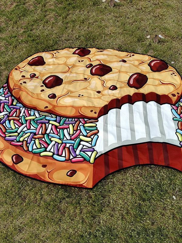 Printed New Beach Towel Shawl Chocolate Sandwich Biscuit Mat