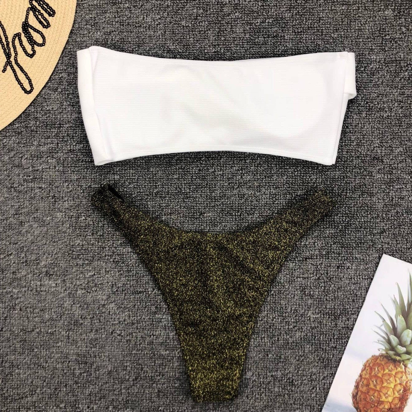 3 Colors Split Swimsuit Flashing Irregular Bikini Sexy Stitching