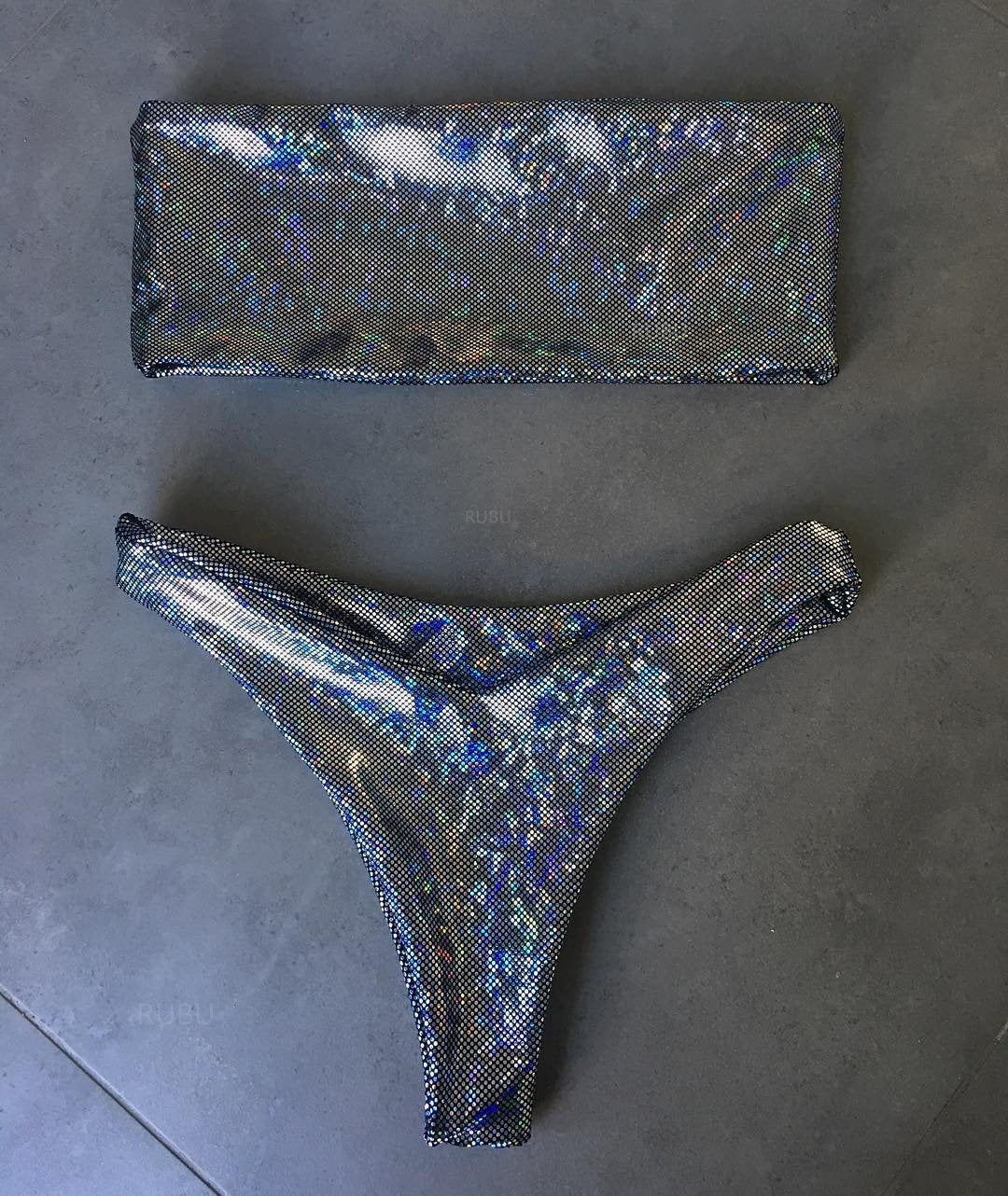 Split Swimsuit Sparkling Sexy Leather Bikini