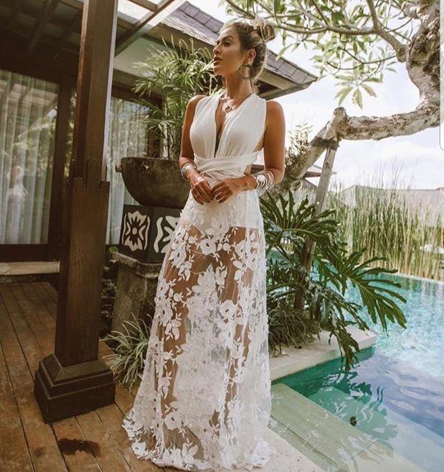 Summer New Dress Perspective Lace Hollow Beach Long Dress