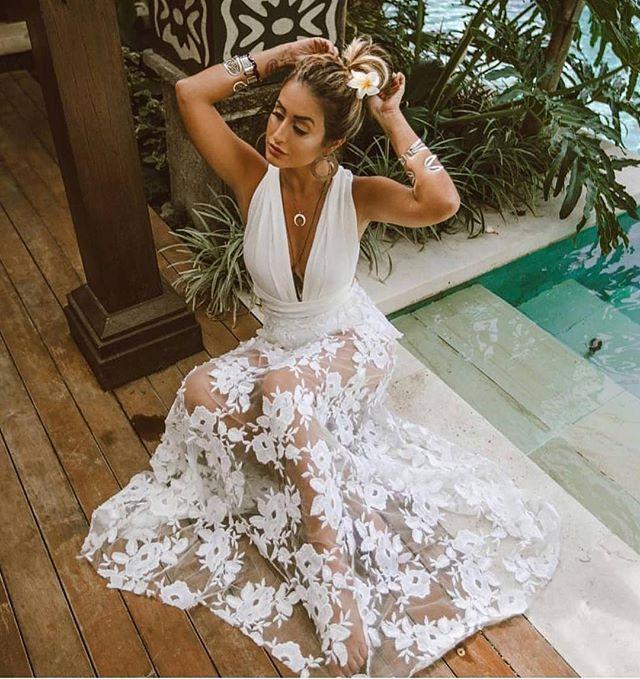 Summer New Dress Perspective Lace Hollow Beach Long Dress