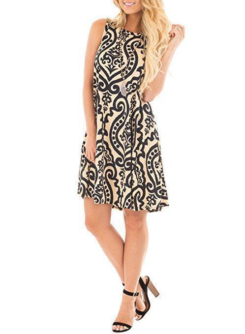 Boho Printed Sleeveless Pullover Dress