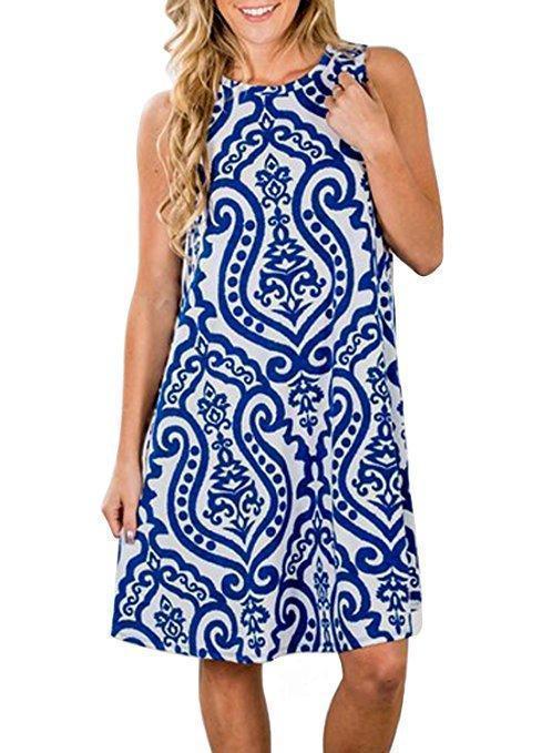 Boho Printed Sleeveless Pullover Dress