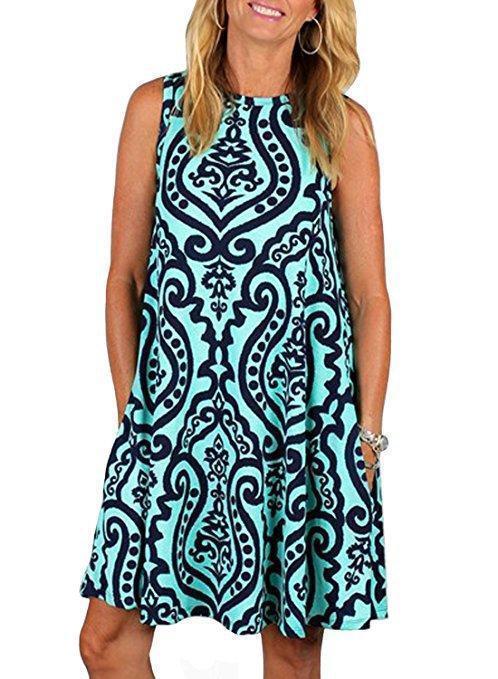 Boho Printed Sleeveless Pullover Dress