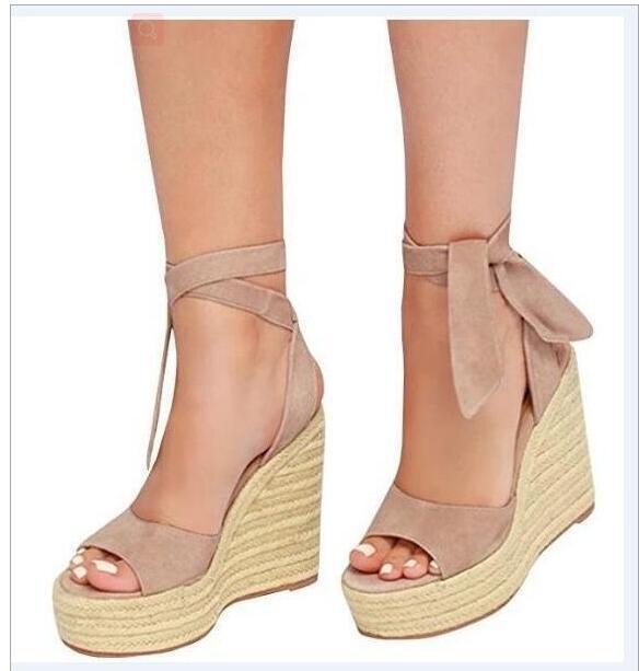 Sexy peep Toe Platform Wedge Woman Summer Rope High Heels Sandals