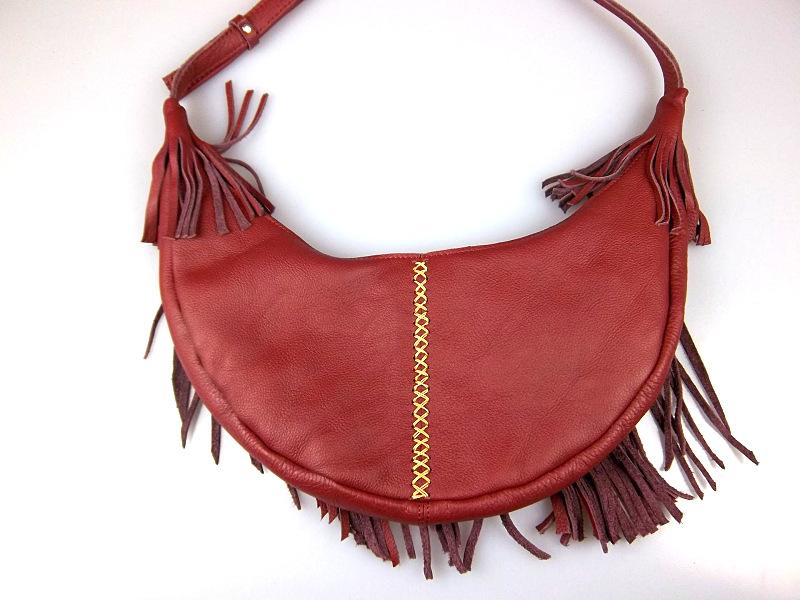 Women Handmade Leather Bag Classic Wild Tassel Crossbody Leather Bag