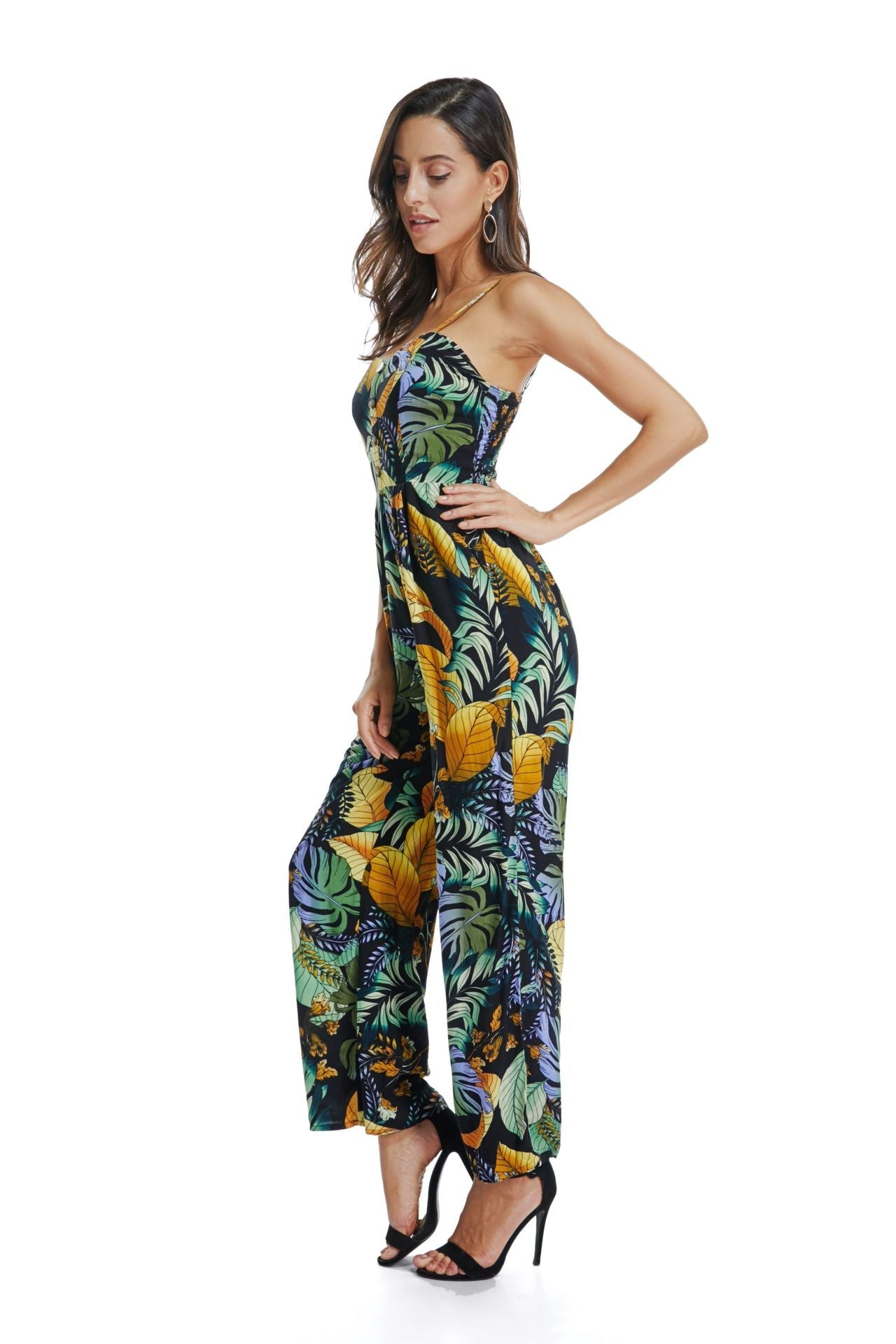 Bohemian Printed Beach Holiday Wind Sling Jumpsuit