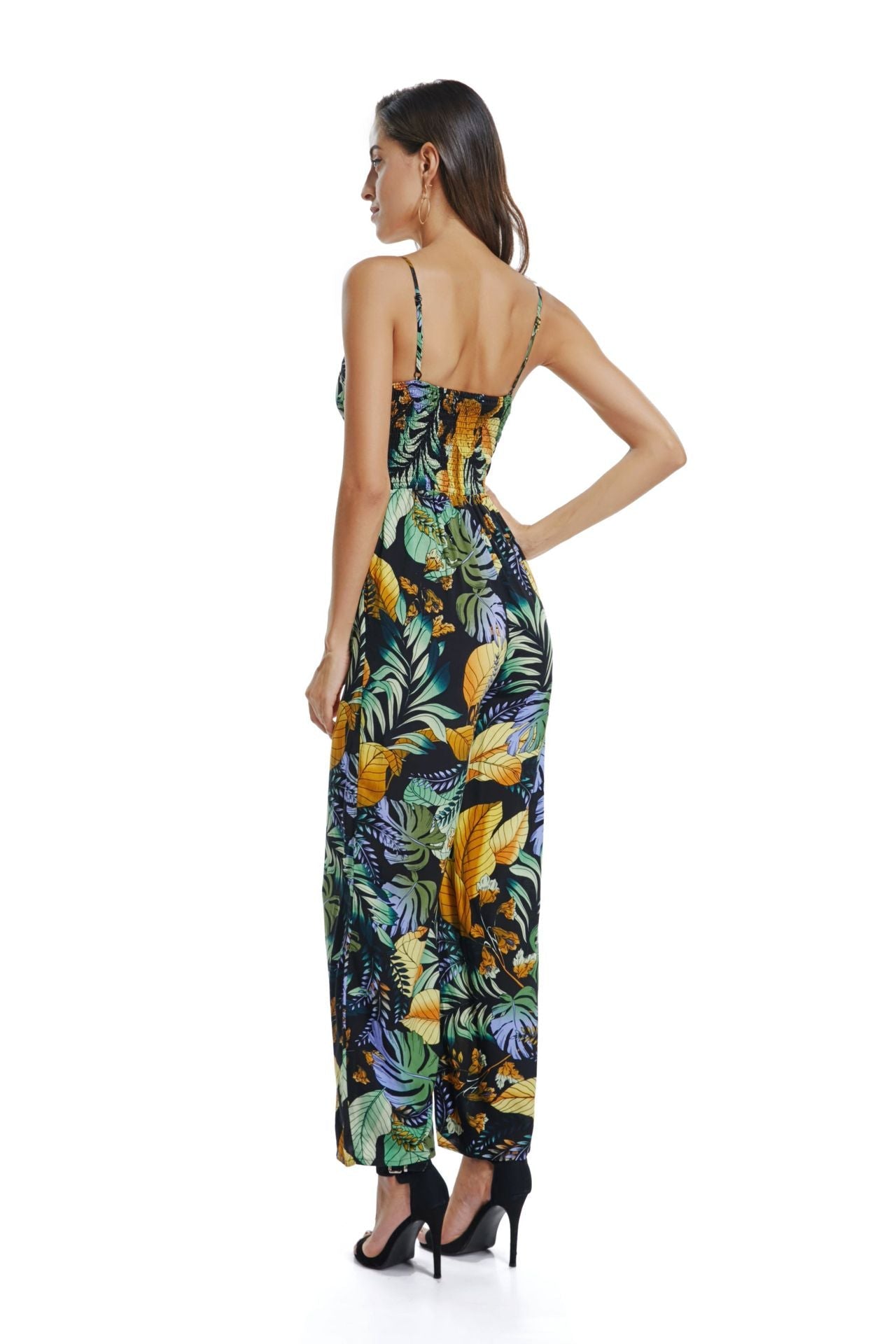 Bohemian Printed Beach Holiday Wind Sling Jumpsuit