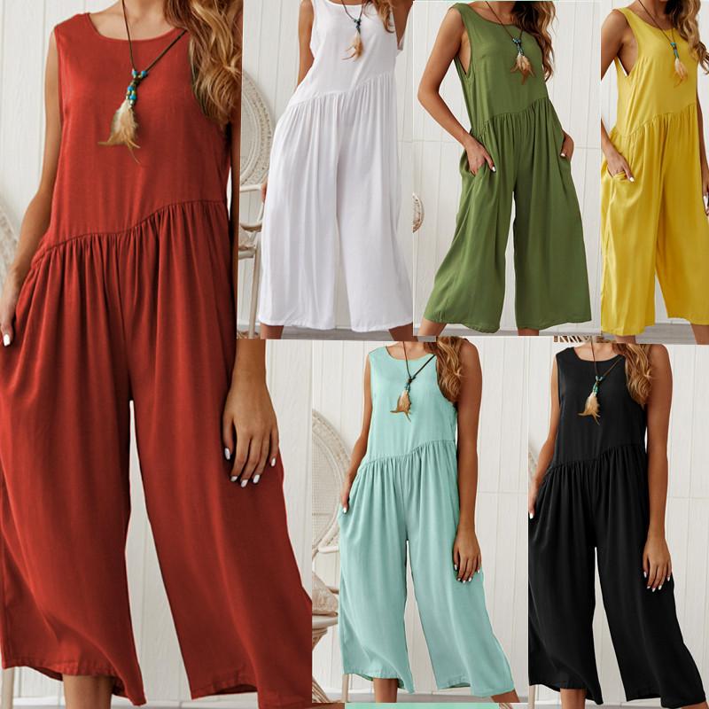 Loose Temperament Solid Color Vest Jumpsuit