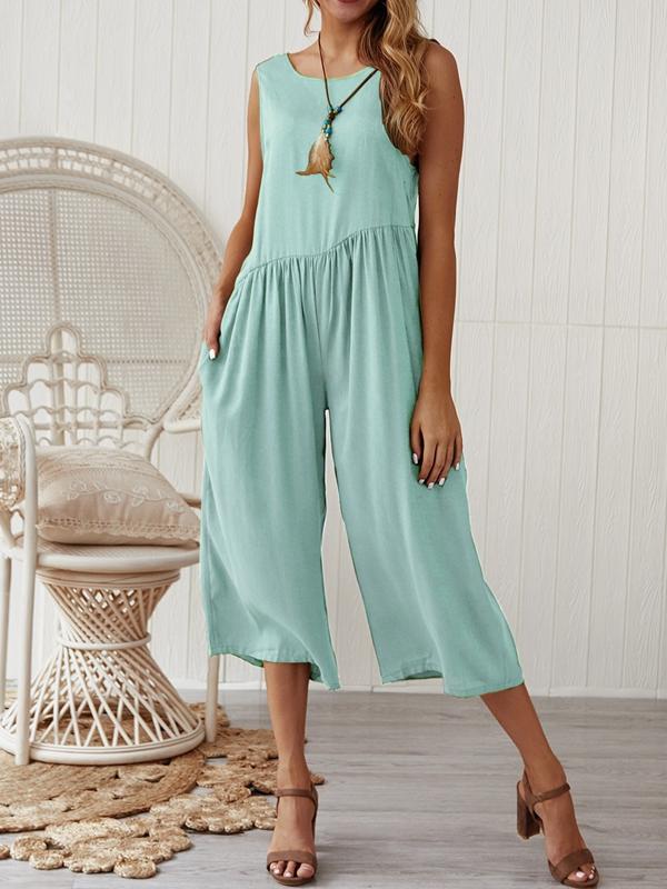 Loose Temperament Solid Color Vest Jumpsuit