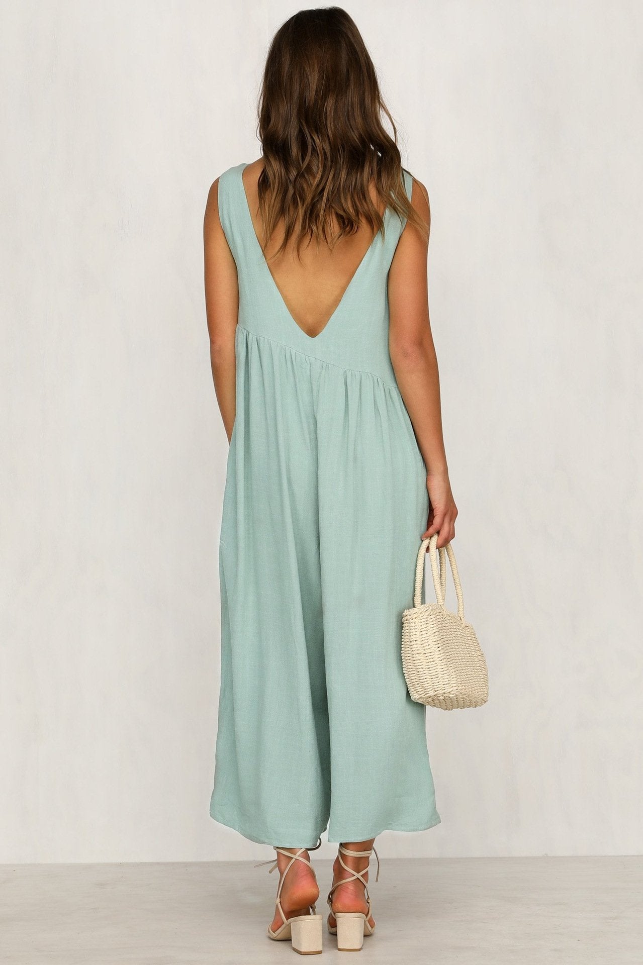 Loose Temperament Solid Color Vest Jumpsuit