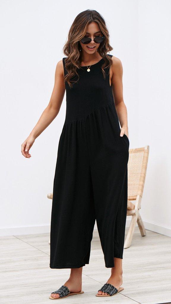 Loose Temperament Solid Color Vest Jumpsuit