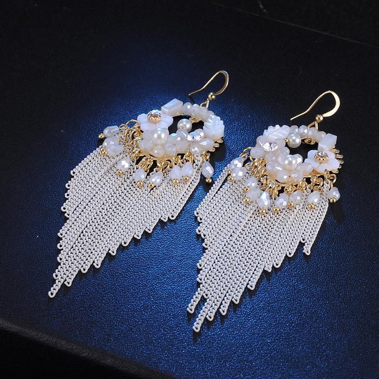 Fringed Vintage Bohemian Ethnic Style Crystal Earrings