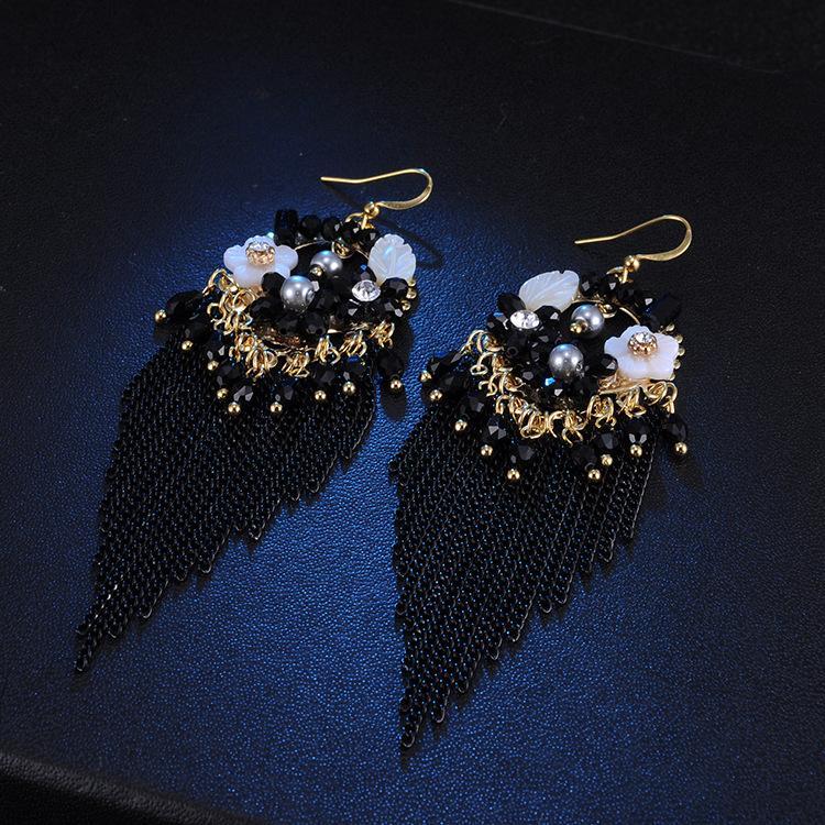 Fringed Vintage Bohemian Ethnic Style Crystal Earrings