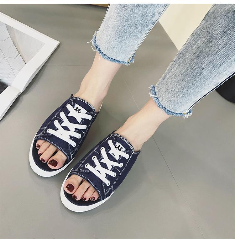 Half Slipper Fashion Wears Wild Casual Canvas Sandals