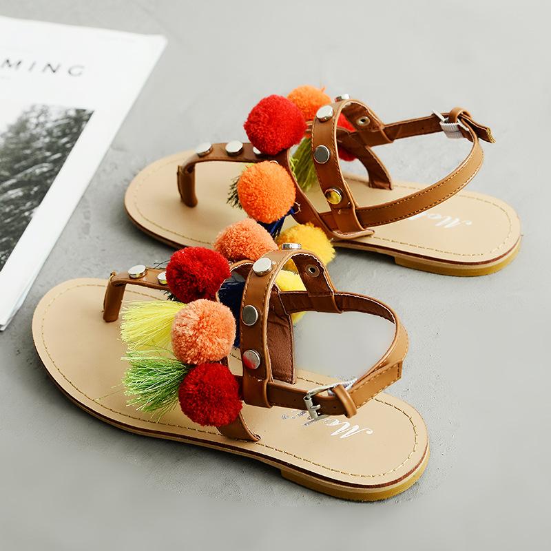 Bohemian Buckle Tassel Flat Sandals