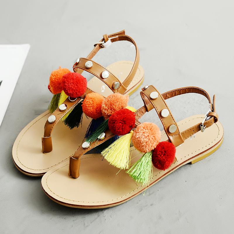 Bohemian Buckle Tassel Flat Sandals