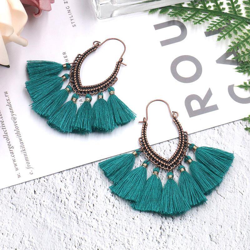 Retro Vintage Boho Bohemian Ethnic Tassel Drop Women Earrings Jewelry Accessories - hiblings