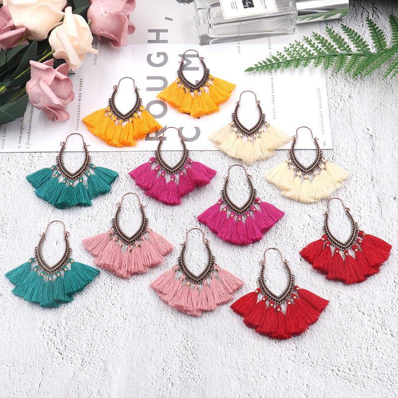 Retro Vintage Boho Bohemian Ethnic Tassel Drop Women Earrings Jewelry Accessories - hiblings