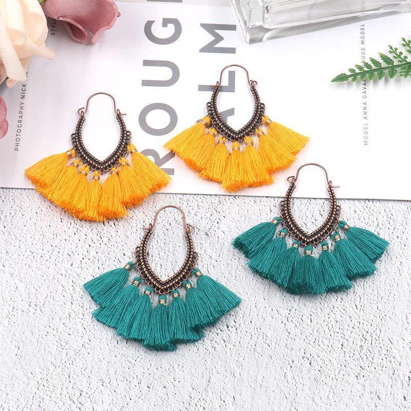 Retro Vintage Boho Bohemian Ethnic Tassel Drop Women Earrings Jewelry Accessories - hiblings