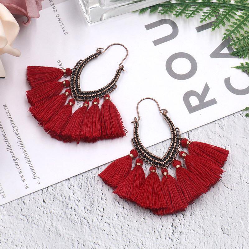 Retro Vintage Boho Bohemian Ethnic Tassel Drop Women Earrings Jewelry Accessories - hiblings