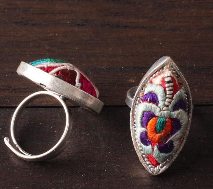 Creative Ethnic Style Handmade Silver Jewelry Fashion Embroidery Ring