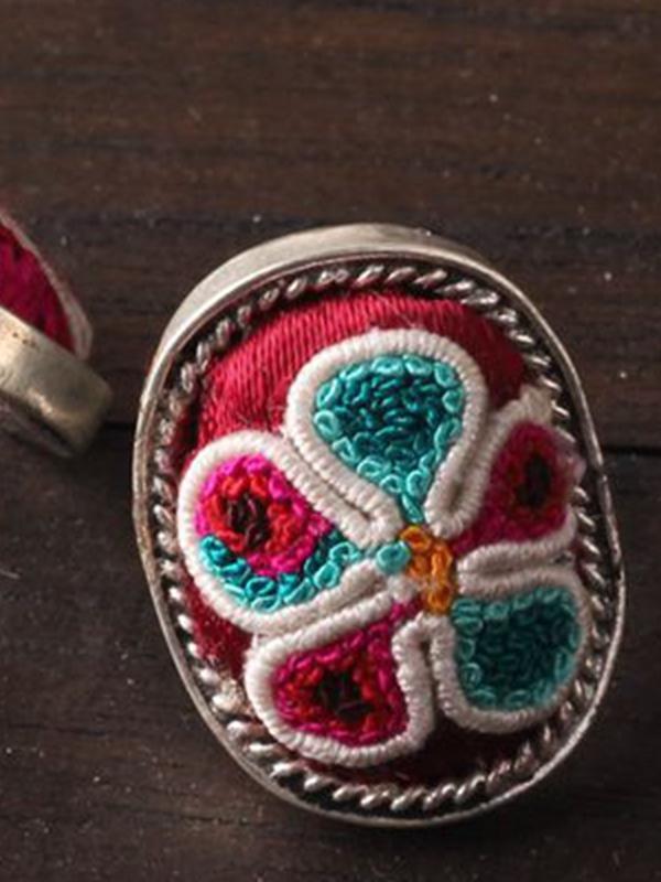 Creative Ethnic Style Handmade Silver Jewelry Fashion Embroidery Ring