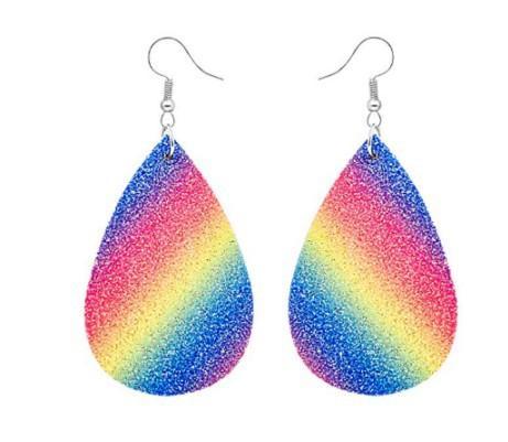 Colorful Frosted Sequins Drop Leather Earrings