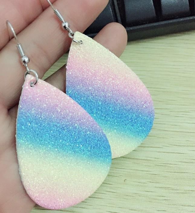 Colorful Frosted Sequins Drop Leather Earrings