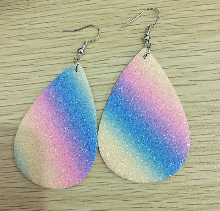 Colorful Frosted Sequins Drop Leather Earrings