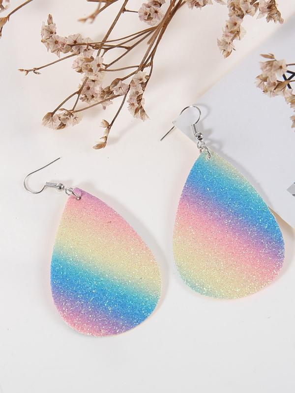 Colorful Frosted Sequins Drop Leather Earrings