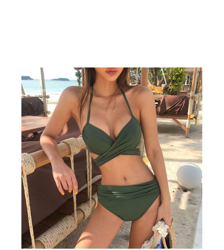 Bikini Two-piece Gathered Sexy Braised Cross Straps Split Swimsuit