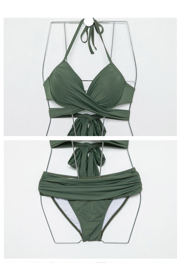 Bikini Two-piece Gathered Sexy Braised Cross Straps Split Swimsuit