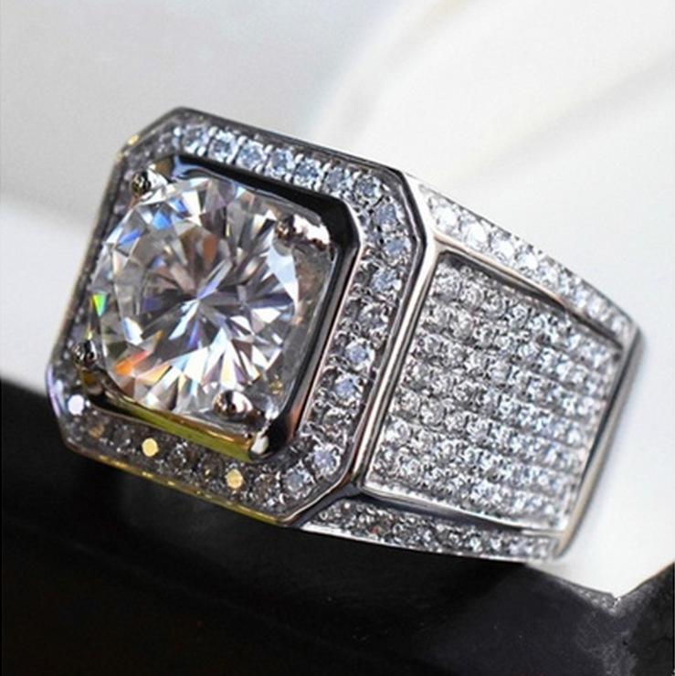 Fashion ring new domineering men's diamond ring full diamond micro-set ring silver