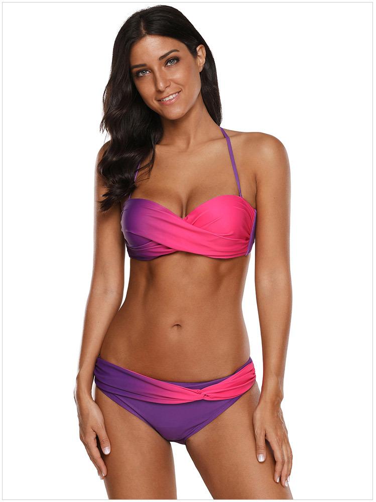 Sexy Gradient Bikini Low Waist Triangle Swimsuit