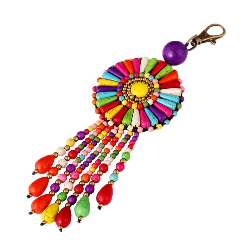 Ethnic Style Hand-woven Flower Key Chain Bag Hanging Ornaments