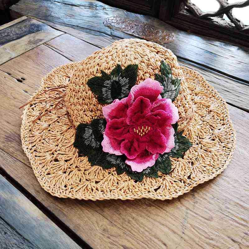 Yunnan ethnic style fashion embroidered hat visor three-dimensional flower embroidery cap folding cap