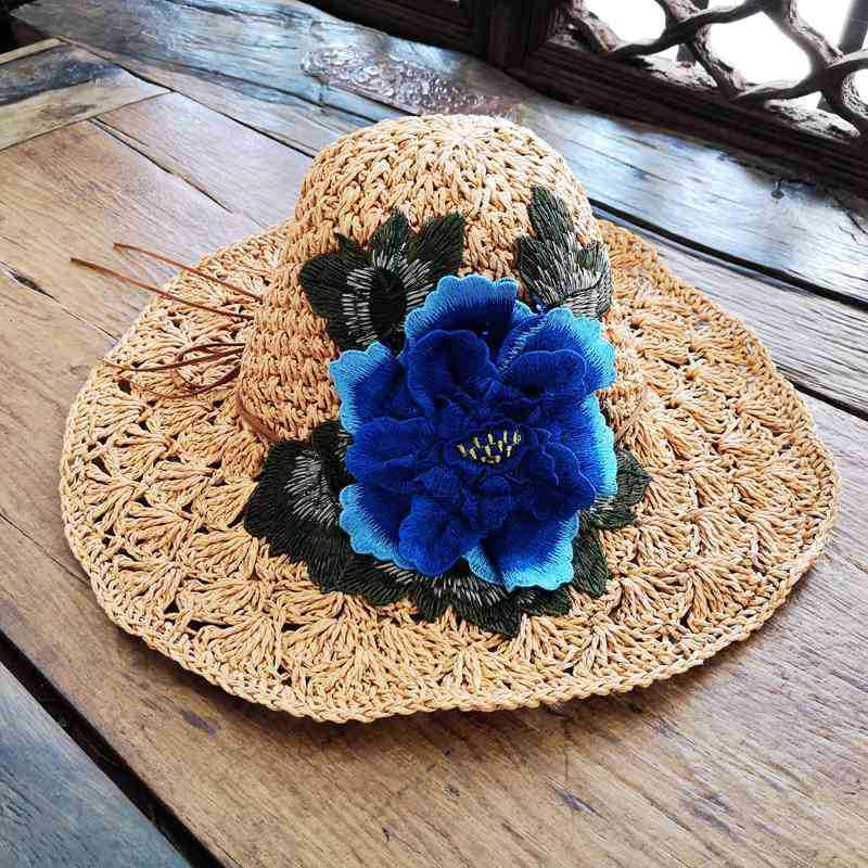 Yunnan ethnic style fashion embroidered hat visor three-dimensional flower embroidery cap folding cap