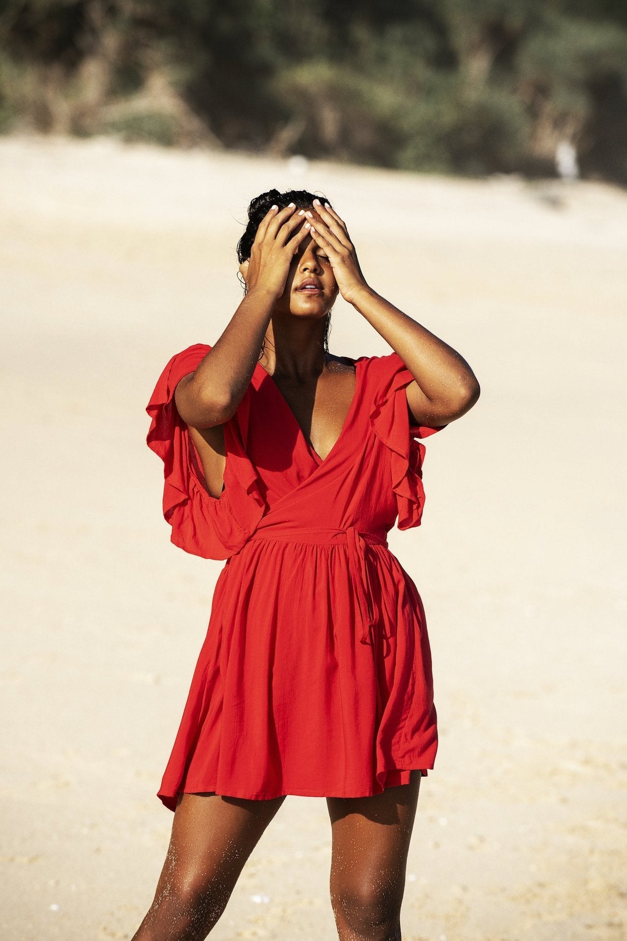 Red Bandage Blouse Beach Holiday Mini Dress