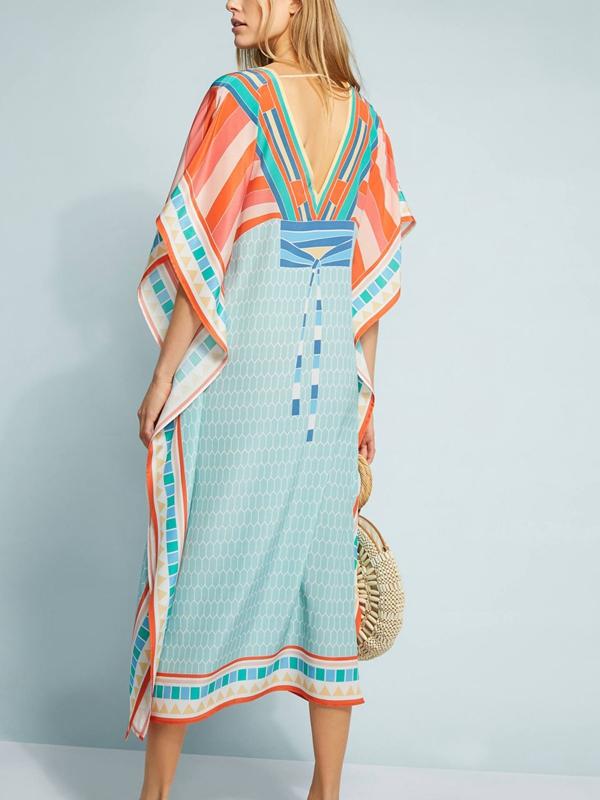 Loose Printed Blouse Beach Holiday Dress