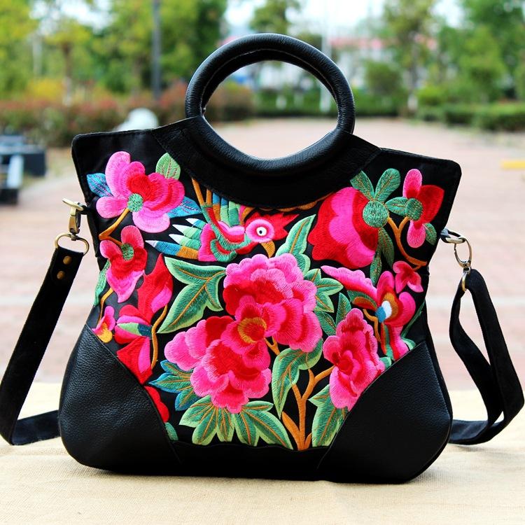 Ethnic characteristics embroidered handbags fashion national wind billiards shoulder slung handcuffs shell bag