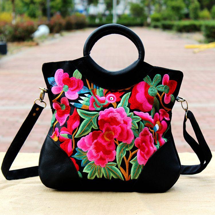 Ethnic characteristics embroidered handbags fashion national wind billiards shoulder slung handcuffs shell bag