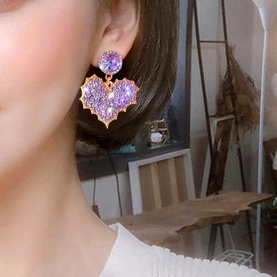 S925 Dreamy Love Purple Diamond Stud Earrings