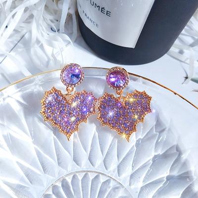 S925 Dreamy Love Purple Diamond Stud Earrings