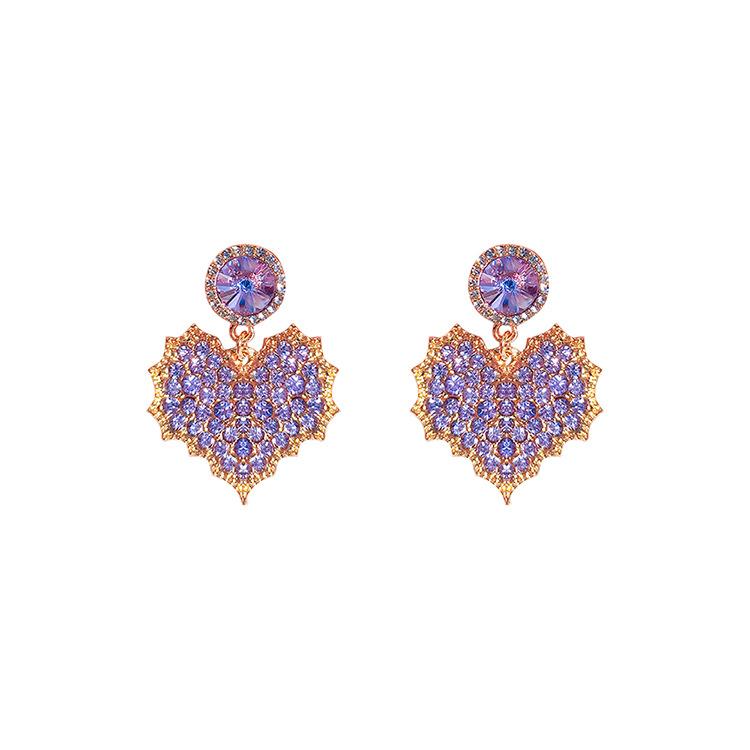 S925 Dreamy Love Purple Diamond Stud Earrings