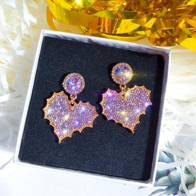 S925 Dreamy Love Purple Diamond Stud Earrings