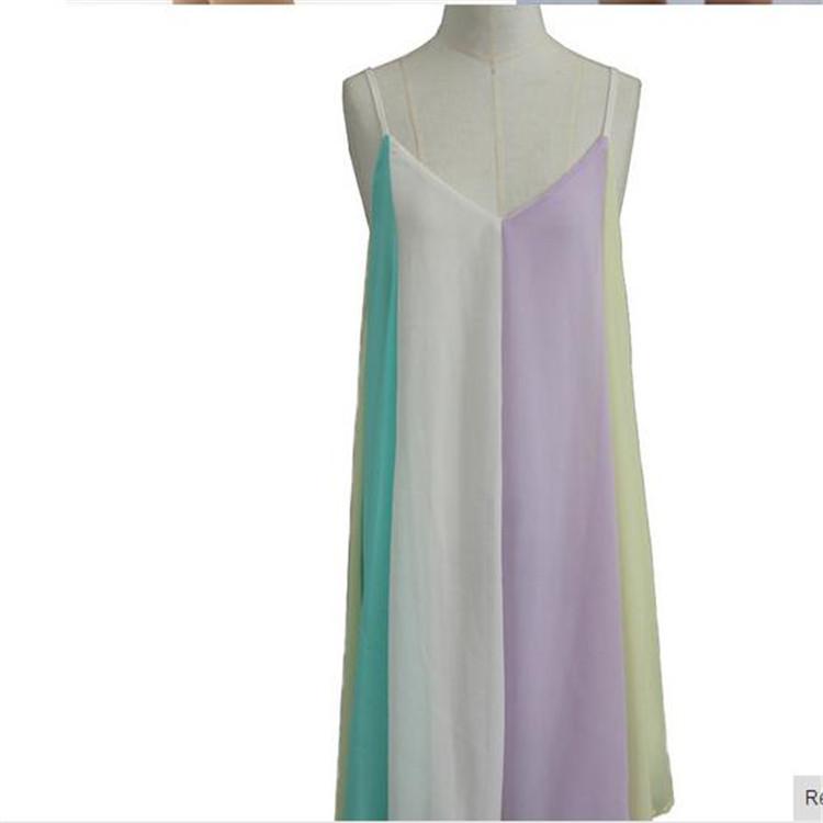 Colored Chiffon Stitching Mini Dress